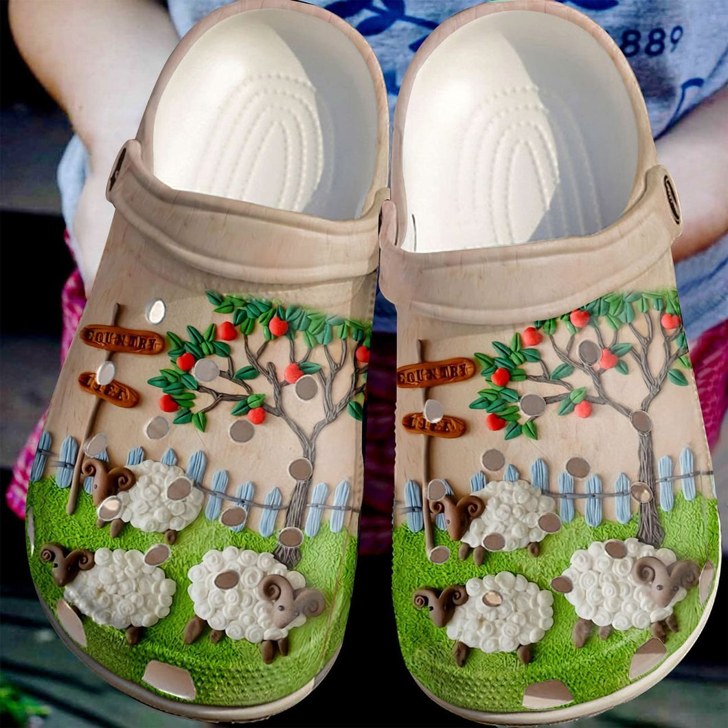 Sheep Personalize Clog, Custom Name, Text, Fashion Style For Women, Men, Kid, Print 3D Country Life