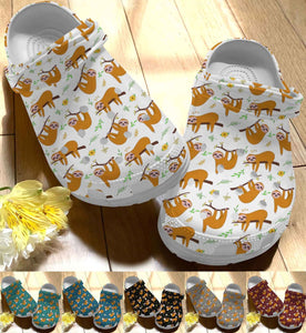 Sloth Personalize Clog, Custom Name, Text, Fashion Style For Women, Men, Kid, Print 3D Whitesole Sloth Pattern