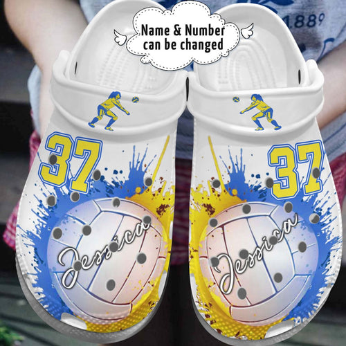 Volleyball Personalized Personalize Clog, Custom Name, Text, Fashion Style For Women, Men, Kid, Print 3D Whitesole Love Volleyball