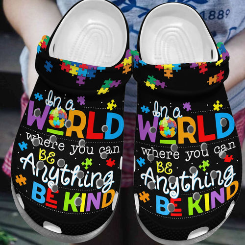 Autism Personalize Clog, Custom Name, Text, Fashion Style For Women, Men, Kid, Print 3D Be Kind