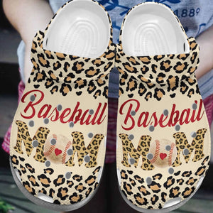 Baseball Personalize Clog, Custom Name, Text, Fashion Style For Women, Men, Kid, Print 3D Baseball Mom Leopard