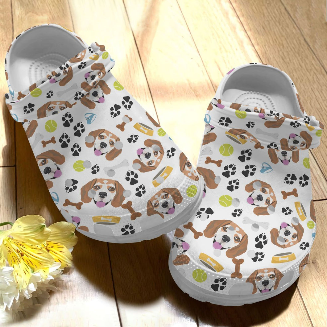 Beagle Personalize Clog, Custom Name, Text, Fashion Style For Women, Men, Kid, Print 3D Smiling