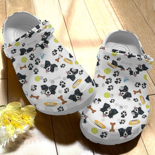 Border Collie Personalize Clog, Custom Name, Text, Fashion Style For Women, Men, Kid, Print 3D Smiling