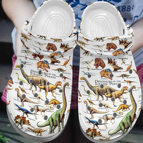 Dinosaurs Personalize Clog, Custom Name, Text, Fashion Style For Women, Men, Kid, Print 3D Whitesole