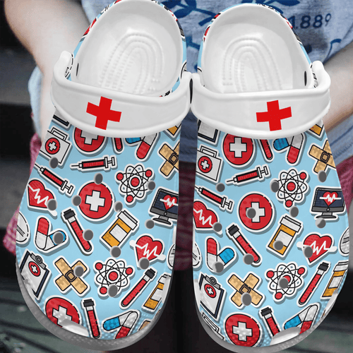 Nurse Personalize Clog, Custom Name, Text, Fashion Style For Women, Men, Kid, Print 3D Whitesole Life Savior