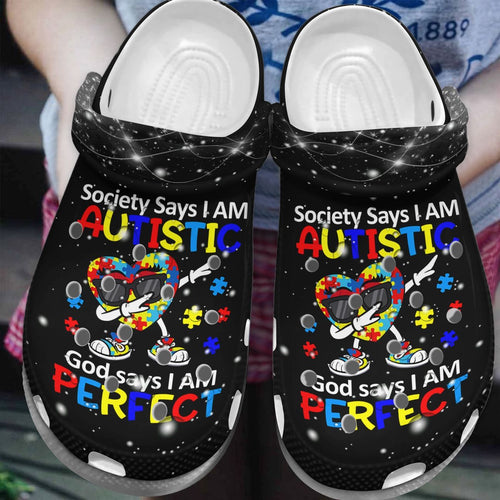 Autism Personalize Clog, Custom Name, Text, Fashion Style For Women, Men, Kid, Print 3D God Says I Am Perfect