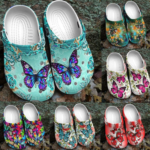 Butterfly Personalize Clog, Custom Name, Text, Fashion Style For Women, Men, Kid, Print 3D Butterfly Collection V1