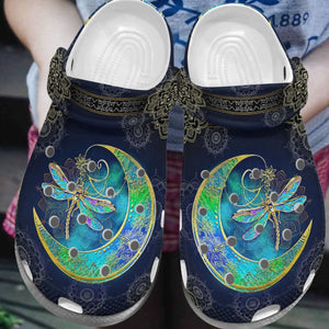 Dragonfly Personalize Clog, Custom Name, Text, Fashion Style For Women, Men, Kid, Print 3D Moonlight