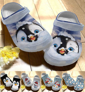 Penguin Personalize Clog, Custom Name, Text, Fashion Style For Women, Men, Kid, Print 3D Whitesole Penguin Collection