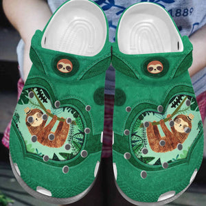 Sloth Heart Personalize Clog, Custom Name, Text, Fashion Style For Women, Men, Kid, Print 3D Jungle Sloth