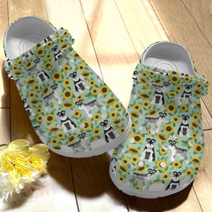 Schnauzer Personalize Clog, Custom Name, Text, Fashion Style For Women, Men, Kid, Print 3D Sunflower