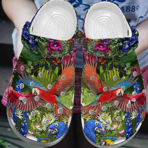 Parrot Roses Parrot Lovers Personalize Clog, Custom Name, Text, Fashion Style For Women, Men, Kid, Print 3D