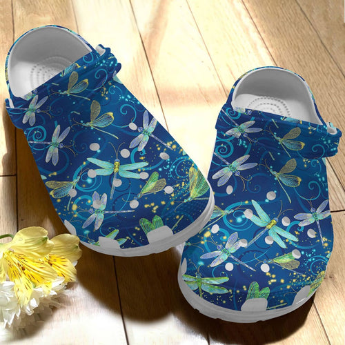Dragonfly Personalize Clog, Custom Name, Text, Fashion Style For Women, Men, Kid, Print 3D Blue Dragonflies