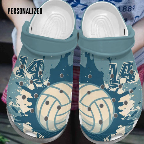 Volleyball Personalized Personalize Clog, Custom Name, Text, Fashion Style For Women, Men, Kid, Print 3D Love At The First Spike