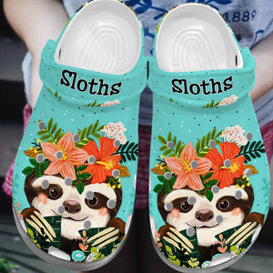 Sloth Personalize Clog, Custom Name, Text, Fashion Style For Women, Men, Kid, Print 3D Sloth Girl