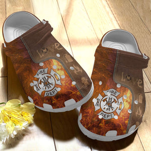 Firefighter Personalize Clog, Custom Name, Text, Fashion Style For Women, Men, Kid, Print 3D Whitesole Firefighter Pride