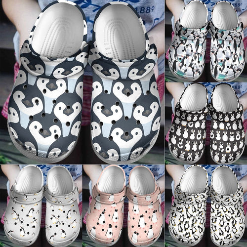 Penguin Personalize Clog, Custom Name, Text, Fashion Style For Women, Men, Kid, Print 3D Penguin Collection