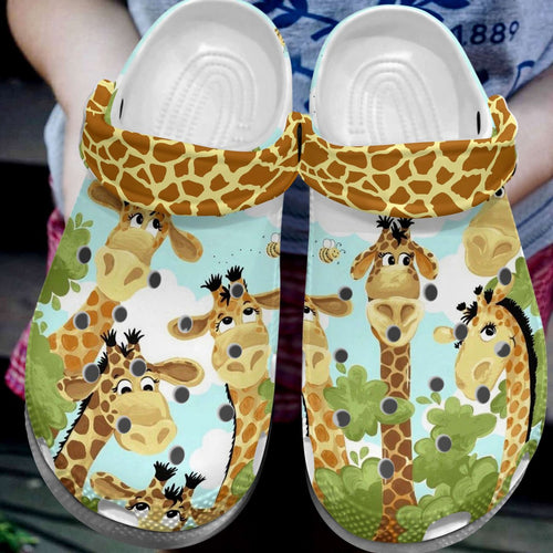 Giraffe Personalize Clog, Custom Name, Text, Fashion Style For Women, Men, Kid, Print 3D Joyful Giraffes