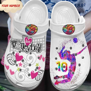 Volleyball Personalized Personalize Clog, Custom Name, Text, Fashion Style For Women, Men, Kid, Print 3D I Love Volleyball