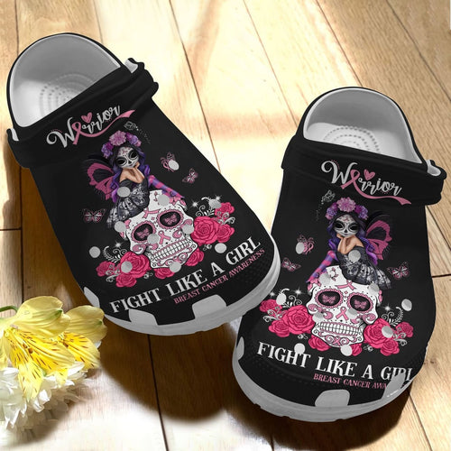 Breast Cancer Personalize Clog, Custom Name, Text, Fashion Style For Women, Men, Kid, Print 3D Fight Like A Girl
