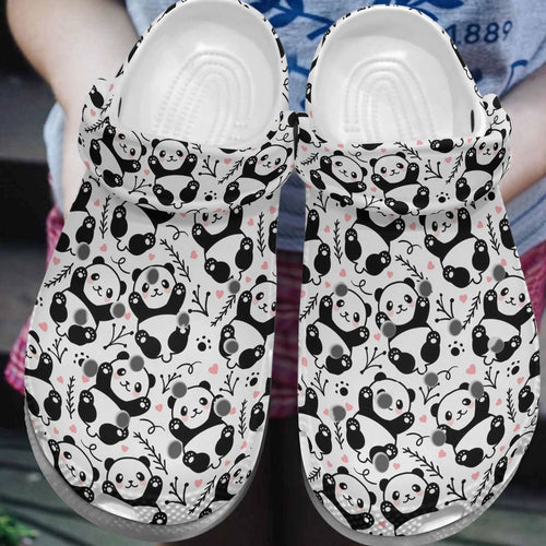Panda Personalize Clog, Custom Name, Text, Fashion Style For Women, Men, Kid, Print 3D Lovely Panda