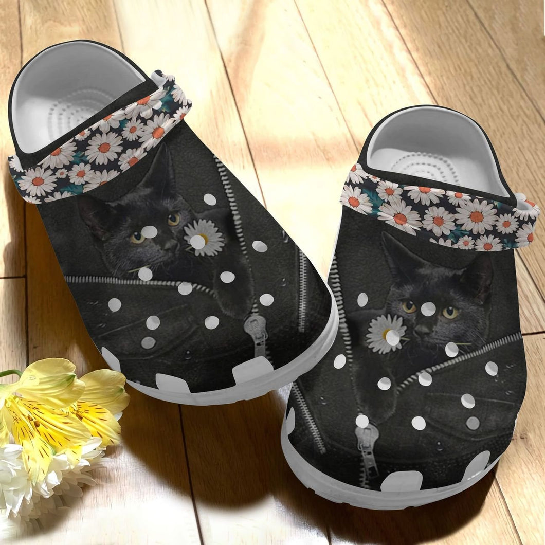 Black Cat Personalize Clog, Custom Name, Text, Fashion Style For Women, Men, Kid, Print 3D Mysterious