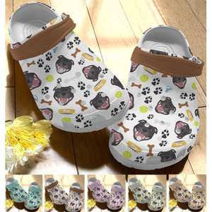 Staffordshire Terrier Personalize Clog, Custom Name, Text, Fashion Style For Women, Men, Kid, Print 3D Whitesole Colorful Pattern