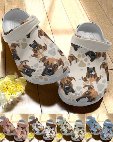 Boxer Personalize Clog, Custom Name, Text, Fashion Style For Women, Men, Kid, Print 3D Whitesole Boxer Pattern Collection
