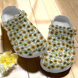 Sunflower Personalize Clog, Custom Name, Text, Fashion Style For Women, Men, Kid, Print 3D Sunflower Drawing