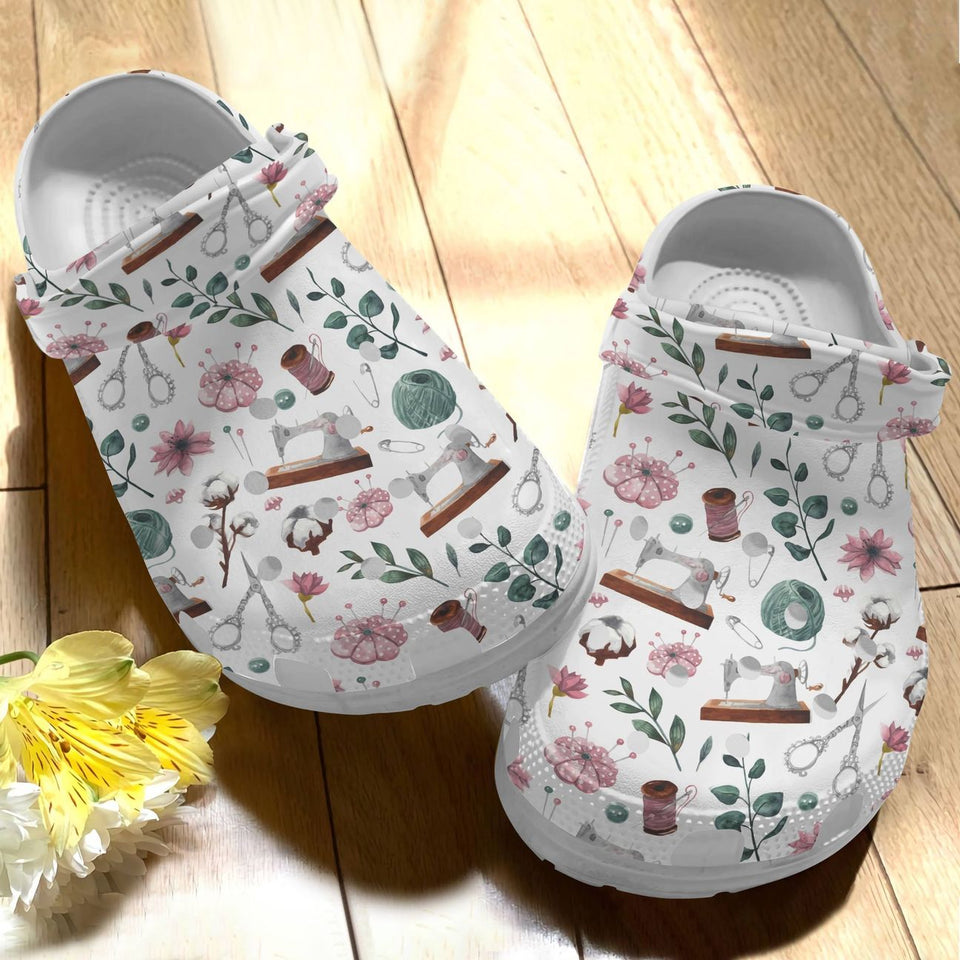 Sewing Personalize Clog, Custom Name, Text, Fashion Style For Women, Men, Kid, Print 3D Adorable Sewing Pattern