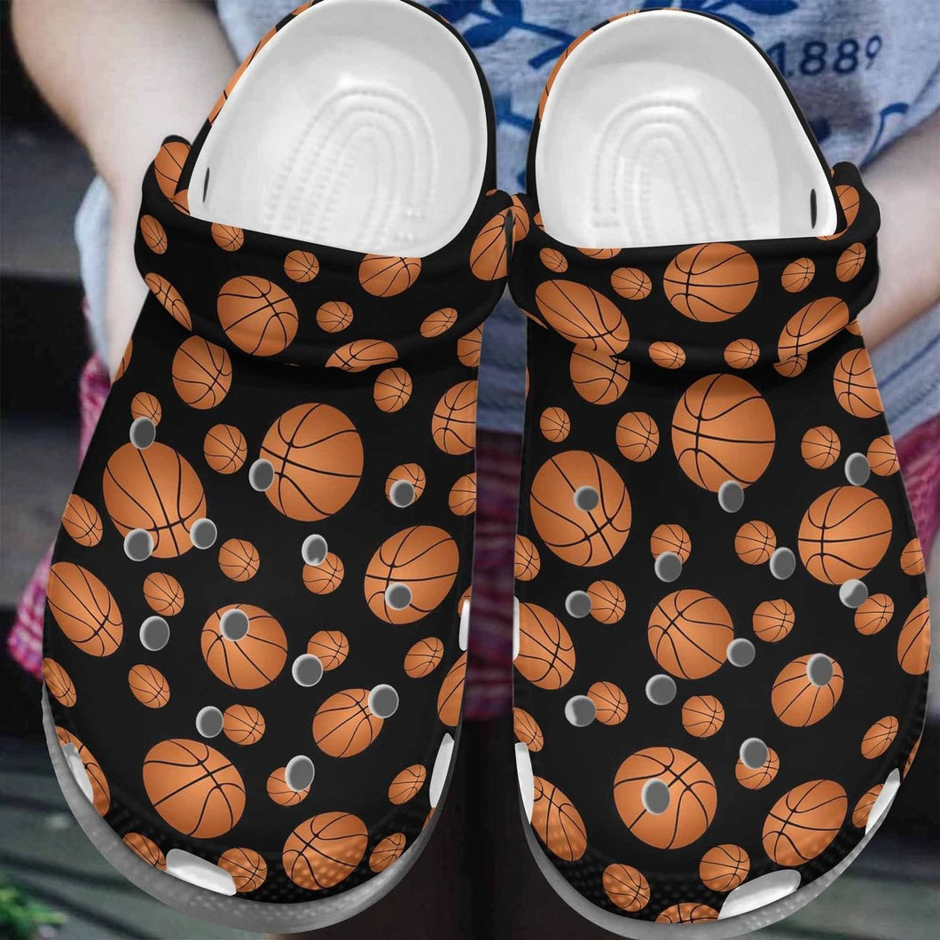 Basketball Pattern Personalize Clog, Custom Name, Text, Fashion Style For Women, Men, Kid, Print 3D