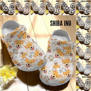 Dog Personalize Clog, Custom Name, Text, Fashion Style For Women, Men, Kid, Print 3D Dog Paws And Smiling Faces