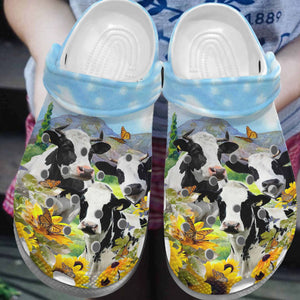 Cow Personalize Clog, Custom Name, Text, Fashion Style For Women, Men, Kid, Print 3D Whitesole Three Cows