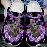 Elephant Personalize Clog, Custom Name, Text, Fashion Style For Women, Men, Kid, Print 3D Purple Flower