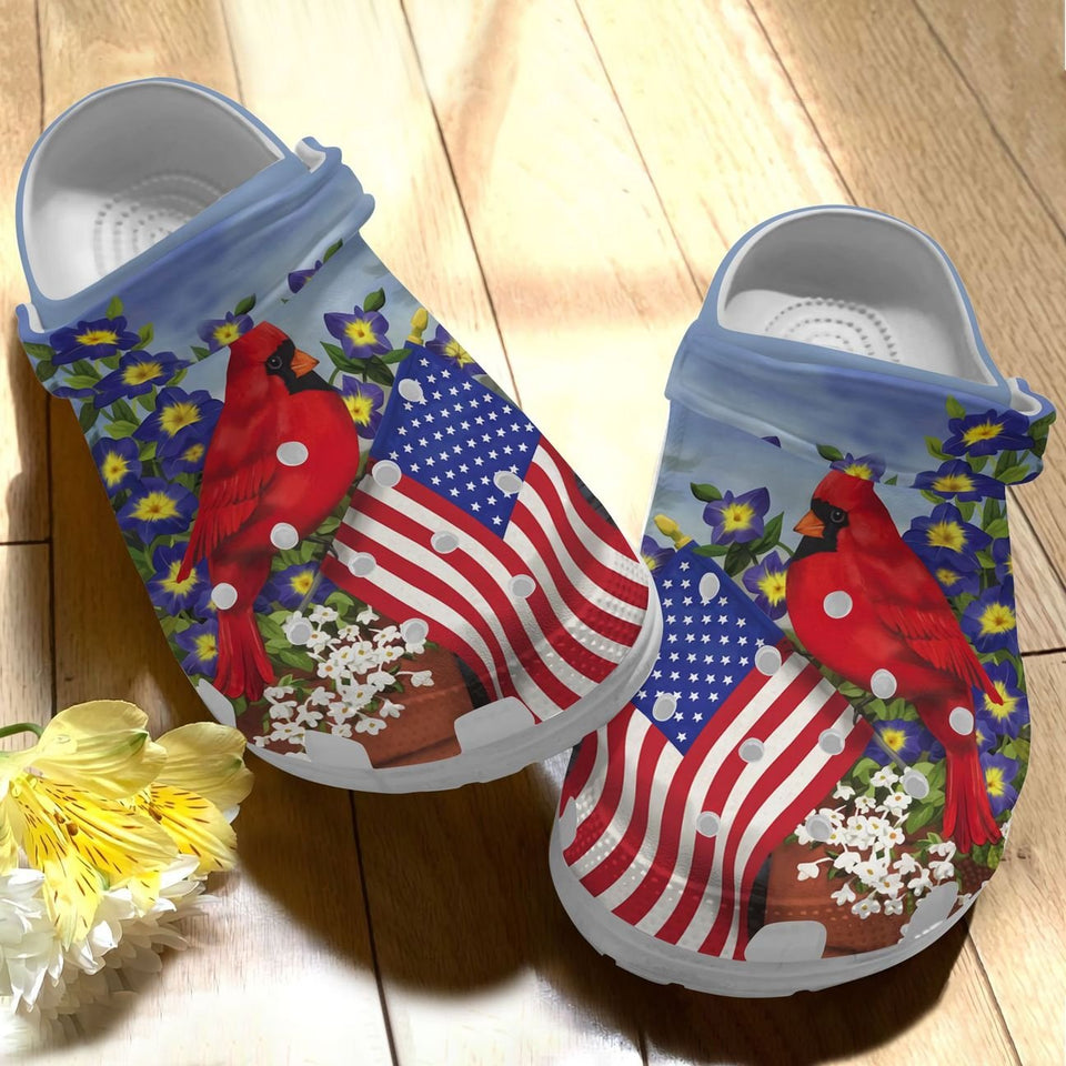 Cardinal Personalize Clog, Custom Name, Text, Fashion Style For Women, Men, Kid, Print 3D Whitesole Flag And Cardinal