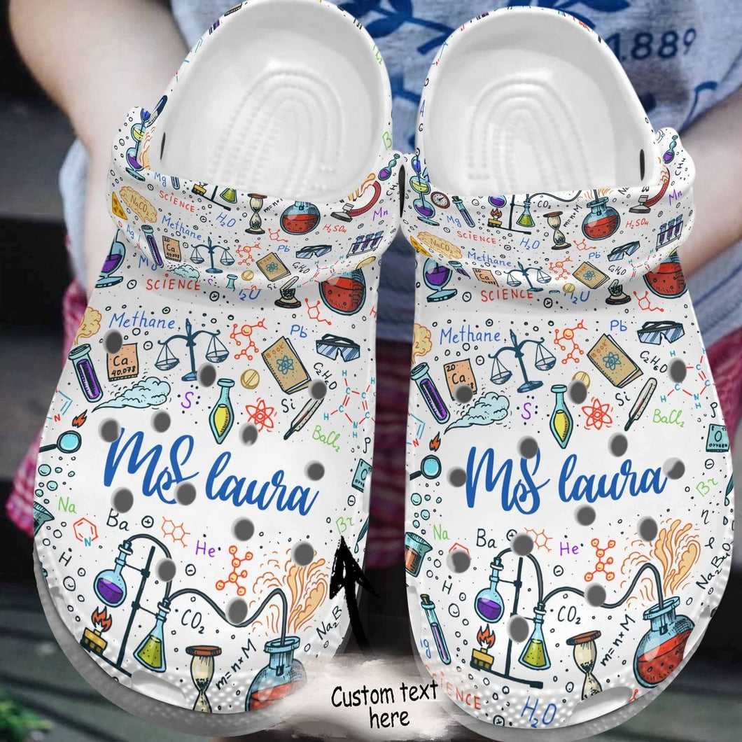 Chemistry Personalized Personalize Clog, Custom Name, Text, Fashion Style For Women, Men, Kid, Print 3D Science Lovers