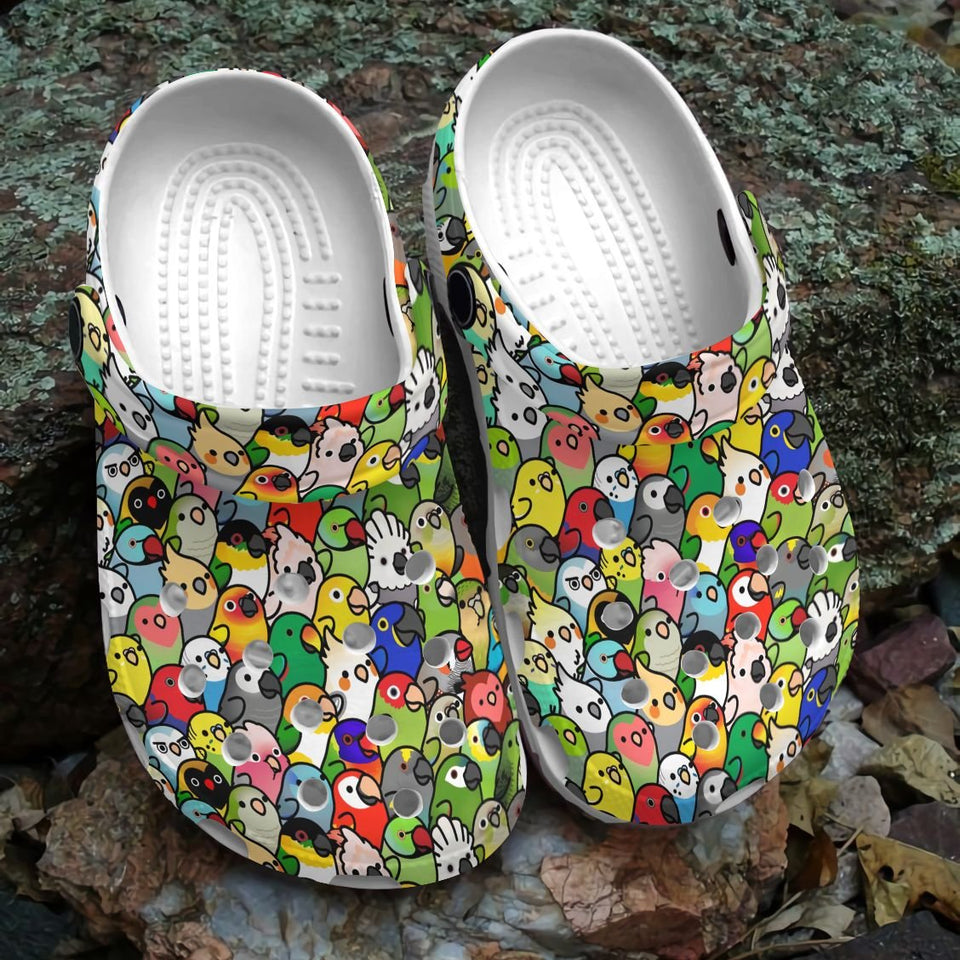 Parrot Personalize Clog, Custom Name, Text, Fashion Style For Women, Men, Kid, Print 3D Cute Parrot