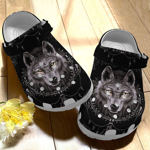 Wolf Personalize Clog, Custom Name, Text, Fashion Style For Women, Men, Kid, Print 3D Whitesole