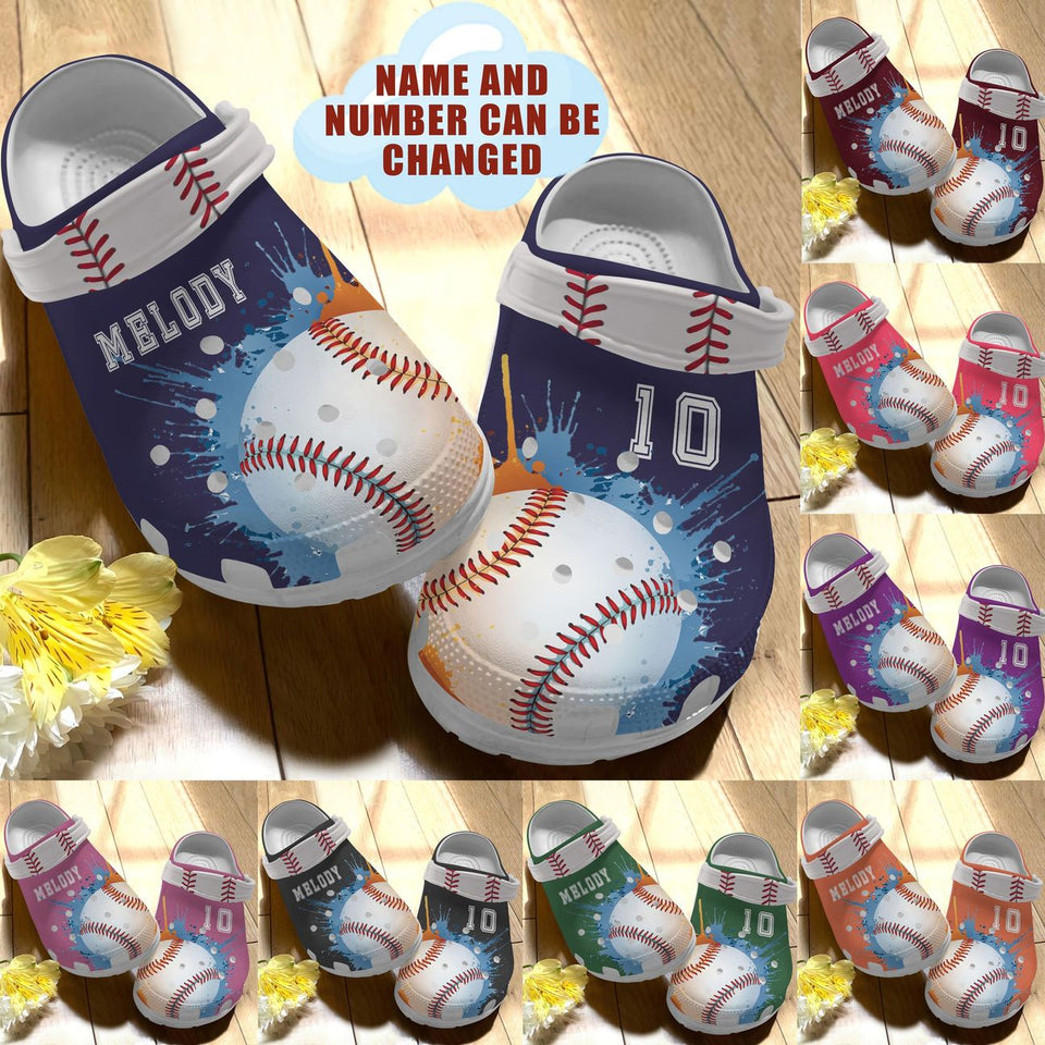 Baseball Personalize Clog, Custom Name, Text, Fashion Style For Women, Men, Kid, Print 3D Whitesole Personalized Baseball Colorful