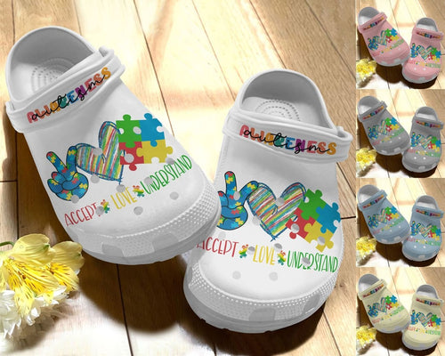 Autism Personalize Clog, Custom Name, Text, Fashion Style For Women, Men, Kid, Print 3D Accept Love Understand