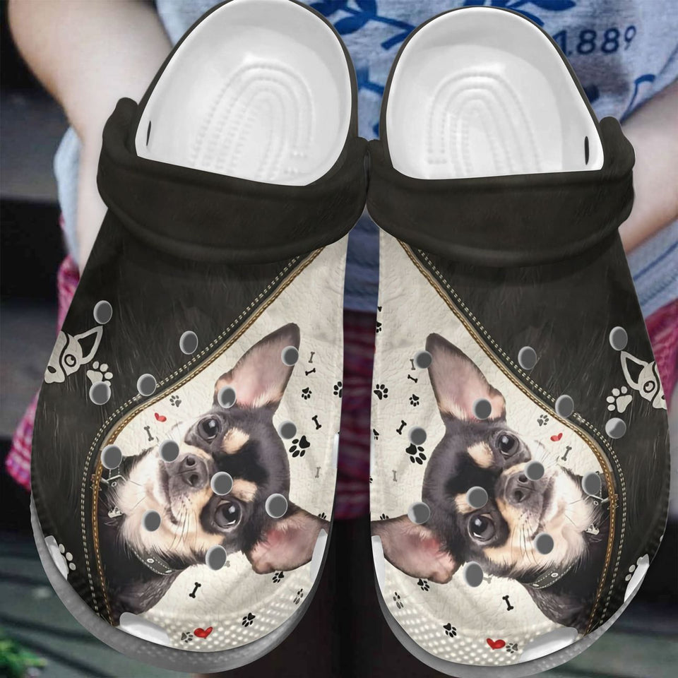 Chihuahua Personalize Clog, Custom Name, Text, Fashion Style For Women, Men, Kid, Print 3D Chihuahua Kissese