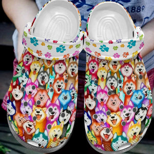 Husky Personalize Clog, Custom Name, Text, Fashion Style For Women, Men, Kid, Print 3D Colorful Huskies