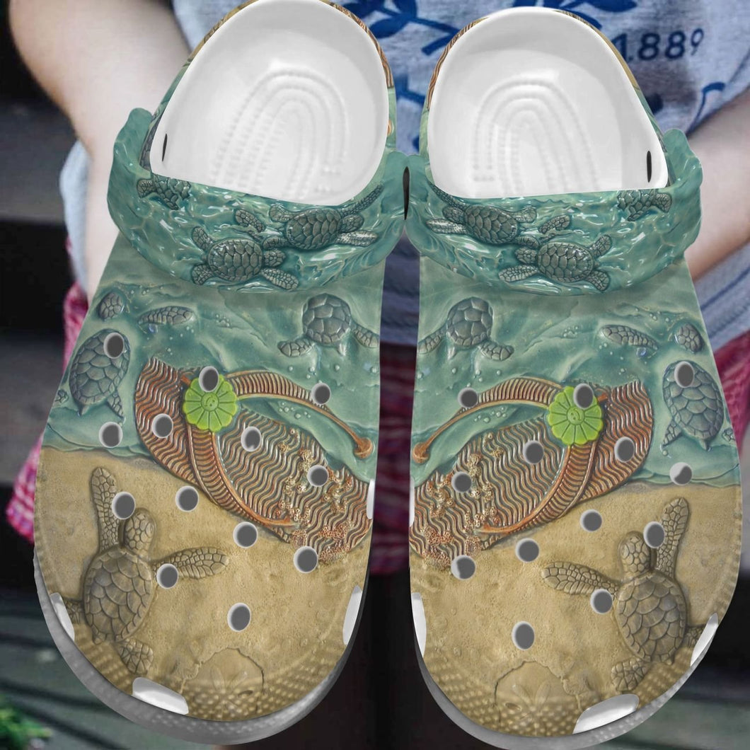 Flip Flops Personalize Clog, Custom Name, Text, Fashion Style For Women, Men, Kid, Print 3D Flip Flops And Turtles