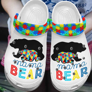 Autism Personalize Clog, Custom Name, Text, Fashion Style For Women, Men, Kid, Print 3D Mama Bear