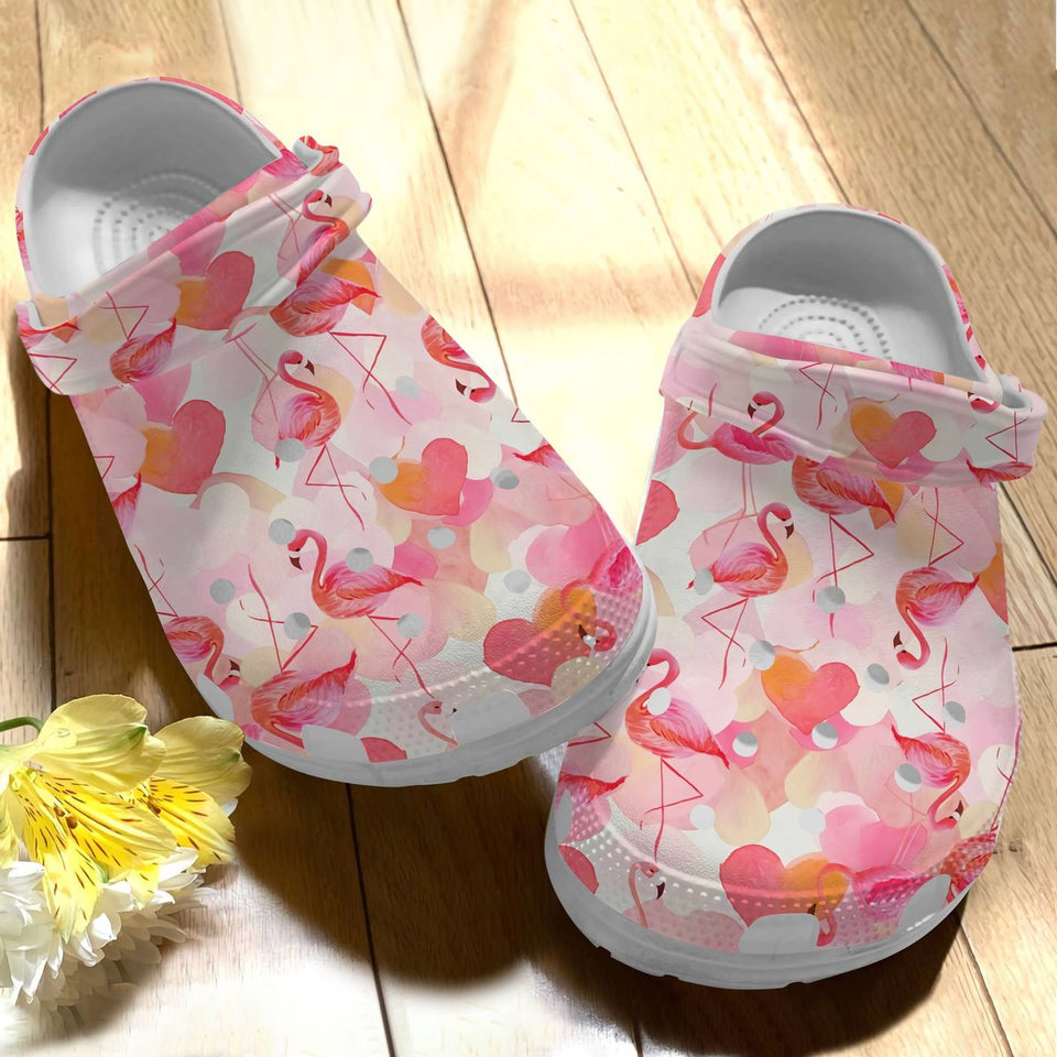 Flamingo Personalize Clog, Custom Name, Text, Fashion Style For Women, Men, Kid, Print 3D Flamingo Love