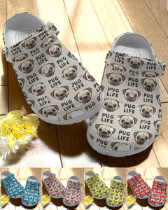 Pug Personalize Clog, Custom Name, Text, Fashion Style For Women, Men, Kid, Print 3D Pug Life 5 Colors