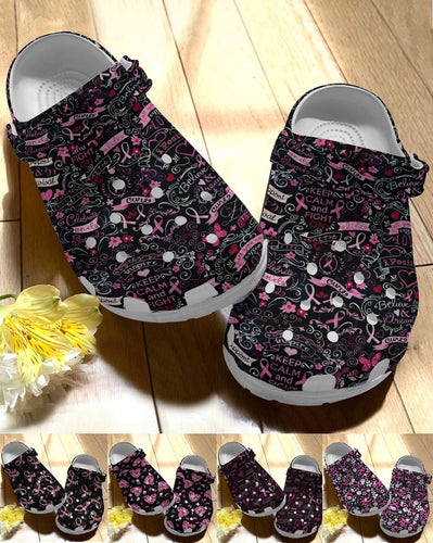 Breast Cancer Personalize Clog, Custom Name, Text, Fashion Style For Women, Men, Kid, Print 3D Faith Hope Love 5 Colors