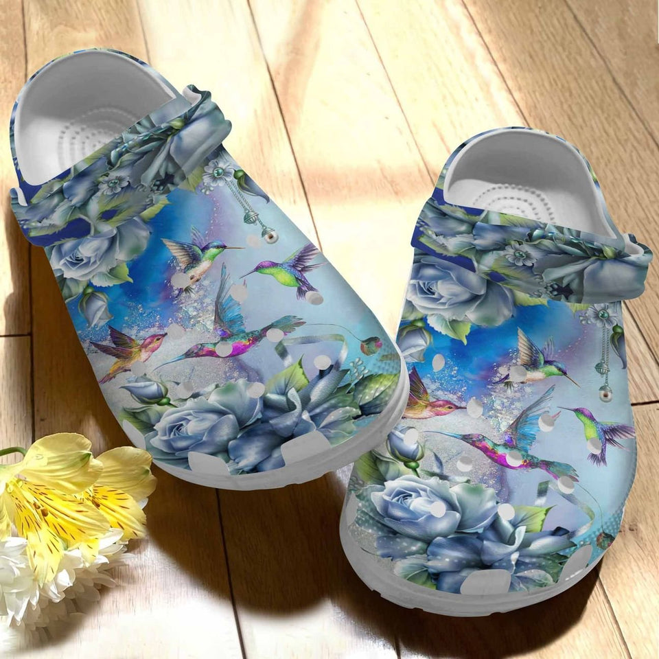 Hummingbird Personalize Clog, Custom Name, Text, Fashion Style For Women, Men, Kid, Print 3D Whitesole Hummingbird Collection