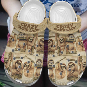 Sloth Personalize Clog, Custom Name, Text, Fashion Style For Women, Men, Kid, Print 3D Crazy Sloth Lady
