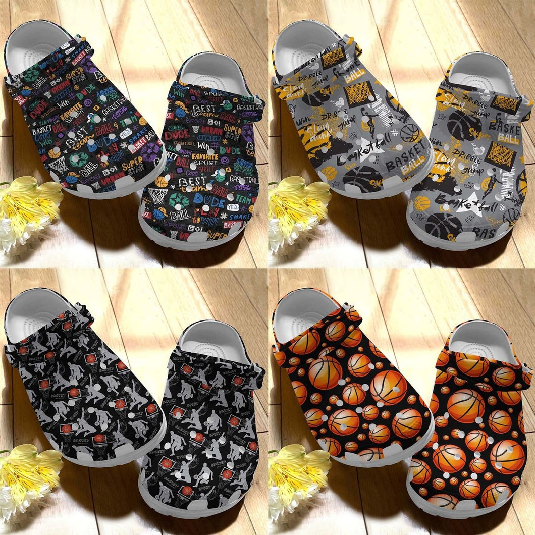 Basketball Pattern Collection Personalize Clog, Custom Name, Text, Fashion Style For Women, Men, Kid, Print 3D